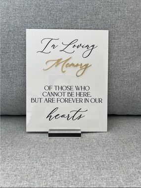 In Loving Memory Wedding Signage Sign - White and Gold
